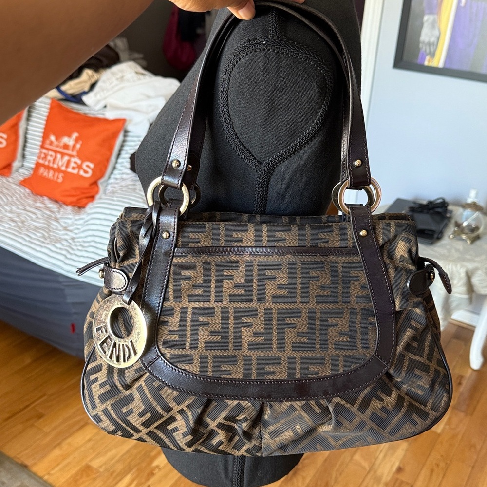 SOLD❤️Authentic Fendi Black and Brown Monogram Tote